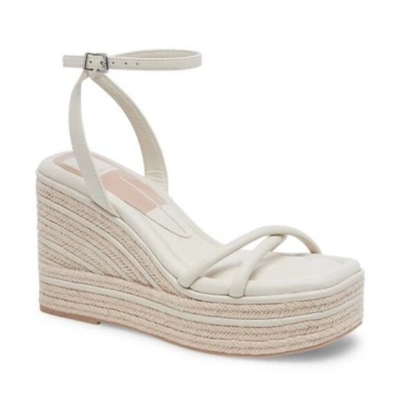 Dolce Vita Elvia Ankle Strap Espadrille Platform Wedge Sandal in Ivory 8 NWT - Picture 1 of 2